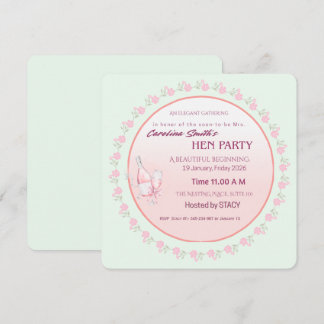 Elegante rosa Blumen-Hen-Party-Einladung – feminin Einladung