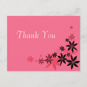 Elegante rosa Blumen Hochzeit danke Postcard. Postkarte
