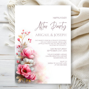 Elegante rosa Blumen Hochzeits- After-Party Einladung