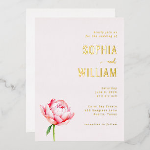 Elegante rosa Blumen-Hochzeitseinladung Folieneinladung
