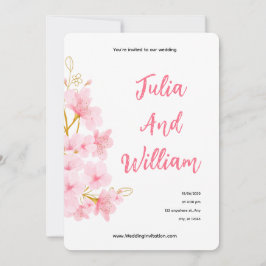 Elegante rosa Blumen-Hochzeitseinladung für den So Einladung