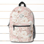 Elegante Rosa Blumen-Logo-Corporate Bedruckter Rucksack<br><div class="desc">Das elegante Rosa Floral Add Logo Corporate Rucksack ist mit einem eleganten,  in Aquarellfarbe rosa Blumenmuster mit Ihrem eigenen Firmenlogo gestaltet. Ideal für Firmengeschenke,  Schule,  Sport,  Gymnastik,  Reisen und vieles mehr. Designed by ©2024 Evco Studio www.zazzle.com/store/evcostudio</div>