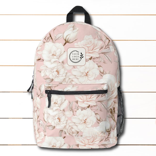 Elegante Rosa Blumen-Logo-Corporate Bedruckter Rucksack (Von Creator hochgeladen)