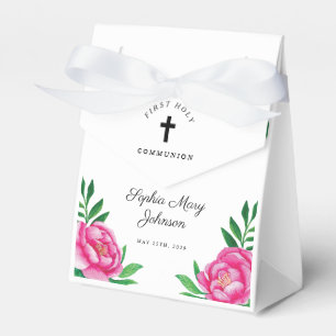 Elegante rosa Blumen Mädchen Erstkommunion Geschenkschachtel