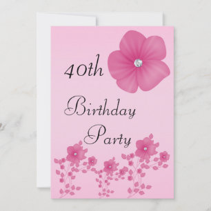 Elegante rosa Blumen mit Diamanten Einladung