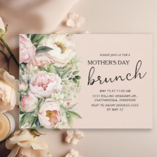 Elegante rosa Blumen Muttertags-Brunch Einladung