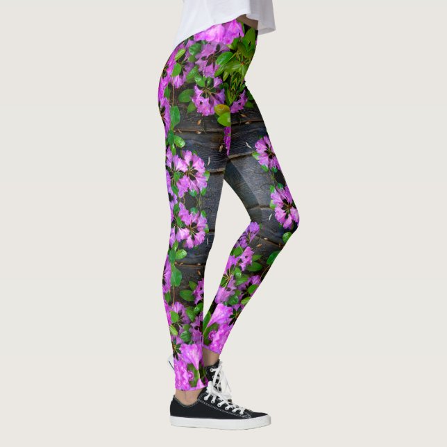 Elegante rosa Blumen rosa Azaleen rosa Blume Leggings (Rechts)