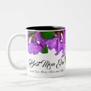 Elegante rosa Blumen rosa Azaleen rosa Blume Mama Zweifarbige Tasse