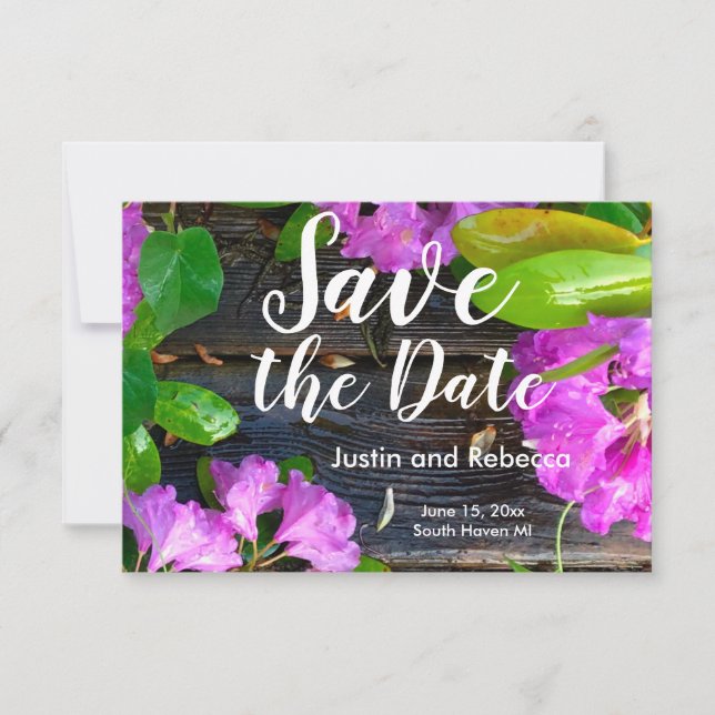 Elegante rosa Blumen rosa Azaleen rosa Blume Save The Date (Vorderseite)