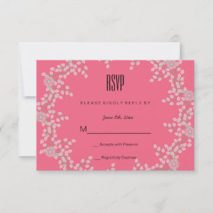 Elegante rosa Blumen- und Perlen-Hochzeits-RSVP RSVP Karte
