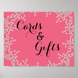 Elegante rosa Blumen- und Perlen-Hochzeitskarten u Poster