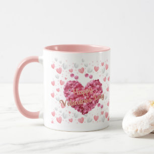 Elegante rosa Blumen Valentinstag Tasse