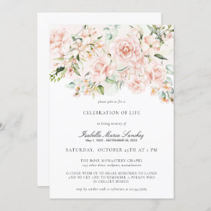 Elegante rosa Blumenfeier zur Beerdigung des Leben Einladung