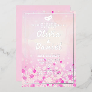 Elegante rosa Blumenfolie Folieneinladung