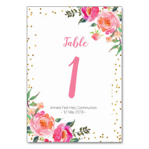 Elegante rosa BlumengoldTischnummer Tischnummer