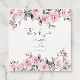 Elegante rosa Blumenhochzeit Geschenkanhänger