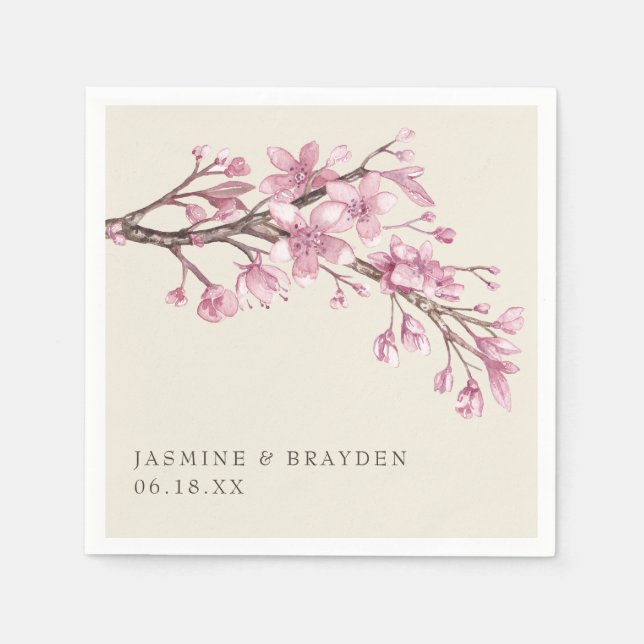 Elegante rosa Blumenhochzeit Serviette (Vorderseite)