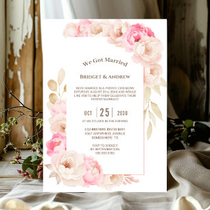 Elegante rosa Blumenhochzeitsempfang Einladung