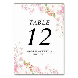 Elegante Rosa Blumenkarte Tischnummer