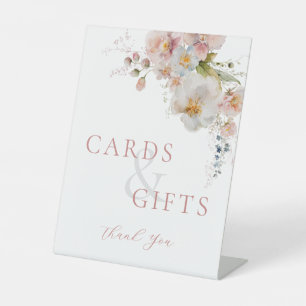 Elegante rosa Blumenkarten und Geschenke für Hochz Sockelschild