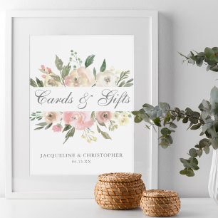 Elegante Rosa Blumenkarten und Geschenke Poster