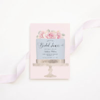 Elegante rosa Blumenkuchen Bridal Dusche Einladung