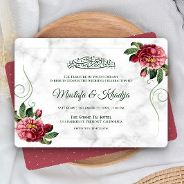 Elegante rosa Blumenmarmor islamische Hochzeit Einladung
