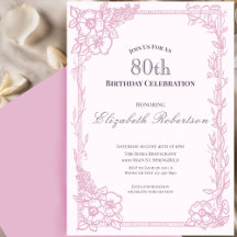 Elegante rosa Blumenrand-Damen-80. Geburtstag 