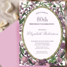 Elegante rosa Blumenrand-Damen-80. Geburtstag 