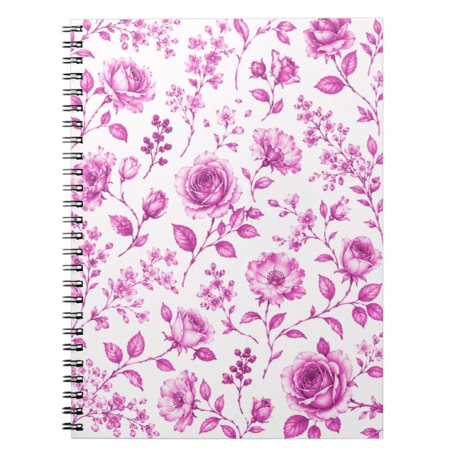 Elegante rosa Blumenrand Notizblock (Vorderseite)