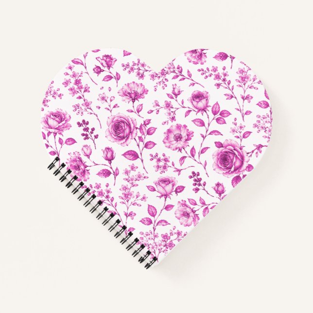Elegante rosa Blumenrand Notizbuch (Vorderseite)