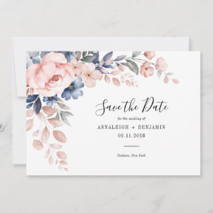 Elegante rosa Blumenschrift Botanische Hochzeit Save The Date
