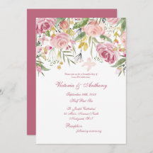 Elegante rosa Blumenschrift Einladung zur Hochzeit