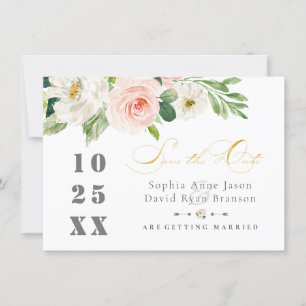 Elegante Rosa Blush Blume Hochzeit Gold Save The Date