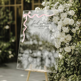 Elegante Rosa-Blush-Bogen-Hochzeits-Sitzplan aus A Acrylschild