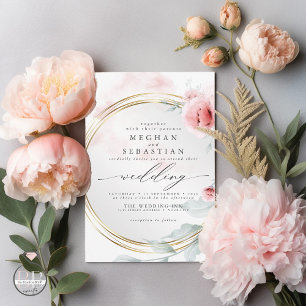Elegante Rosa Blush Coral Peony Wedding Einladung