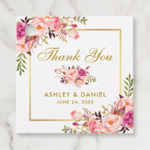 Elegante Rosa Blush Floral Gold Hochzeit Vielen Da Geschenkanhänger