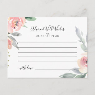 Elegante Rosa Blush Floral Wedding Advice Card Postkarte