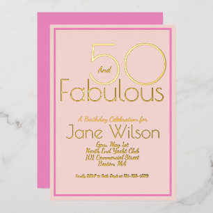 Elegante Rosa-Blush-Goldfolie zum 50. Geburtstag  Folieneinladung
