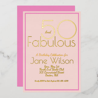 Elegante Rosa-Blush-Goldfolie zum 50. Geburtstag Folieneinladung