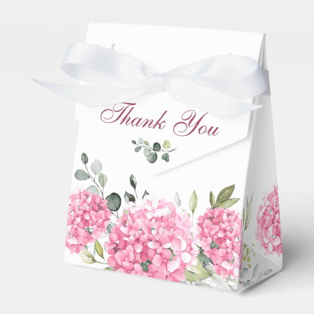 Elegante Rosa Blush Hydrangea Eukalyptus Wedding Geschenkschachtel (Vorderseite)