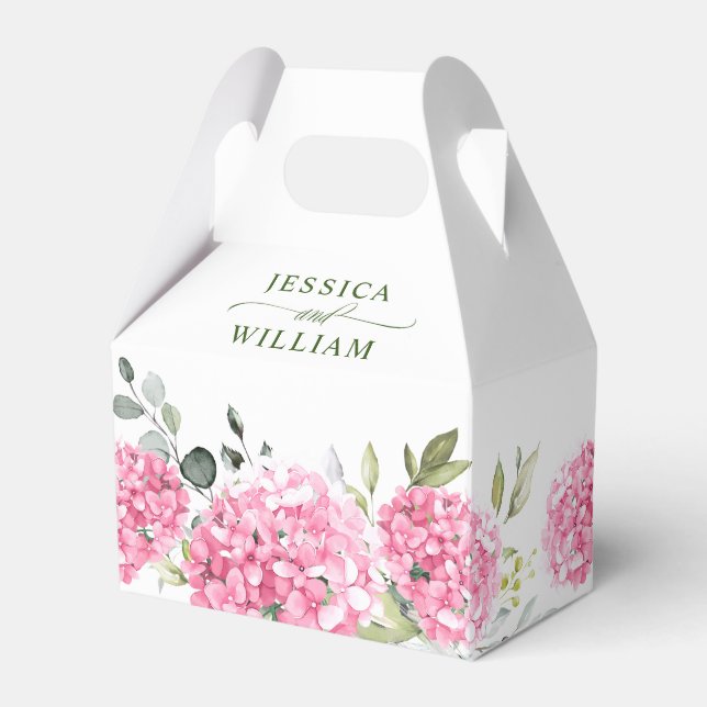 Elegante Rosa Blush Hydrangea Eukalyptus Wedding Geschenkschachtel (Vorderseite)