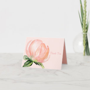 Elegante rosa Blush Peach Floral Wassercolor Hochz Dankeskarte