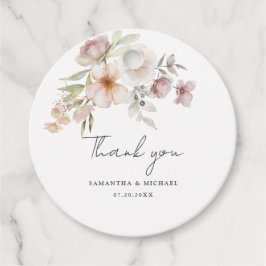 Elegante Rosa Blush Wasserfarbe Hochzeit Geschenkanhänger