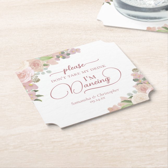 Elegante rosa Blüte Nimm meine Trinkehe nicht mit. Untersetzer (angewinkelt)