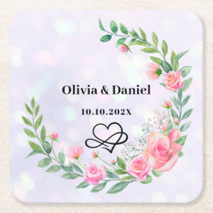 Elegante rosa Blüten Dankeschön-Hochzeit Rechteckiger Pappuntersetzer