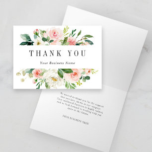 Elegante Rosa Blüten Geschäft Gefaltete Dankeschön Dankeskarte