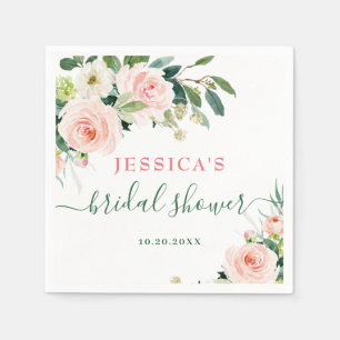 Elegante Rosa Blüten Hochzeitsparty Serviette