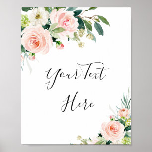 Elegante rosa Blüten Hochzeitsposter nach Maß Poster