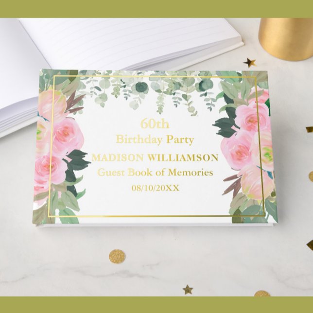 Elegante rosa Blütenlandschaft jedes Jahr Geburtst Gästebuch (Von Creator hochgeladen)